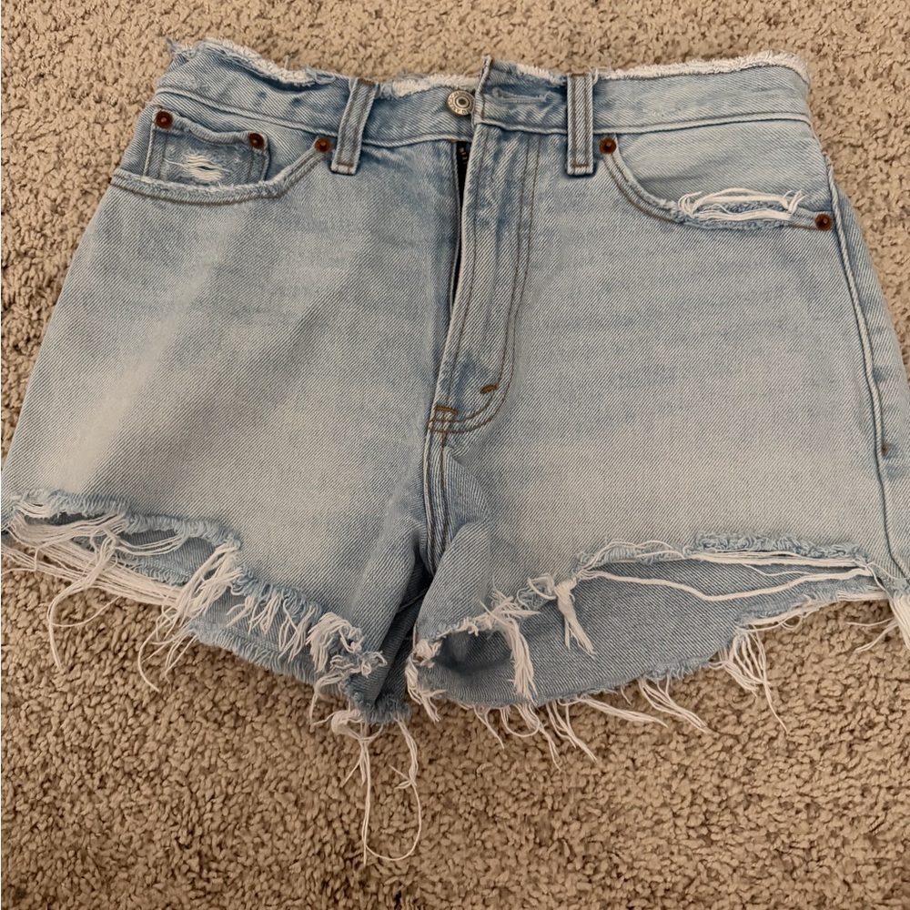 Abercrombie & Fitch Light Blue Distressed Jean Shorts Annie High Rise Short